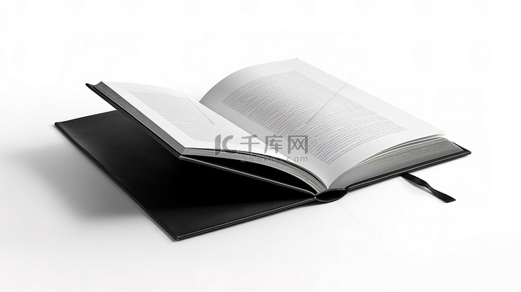 白色背景书籍模型，带有黑色封面