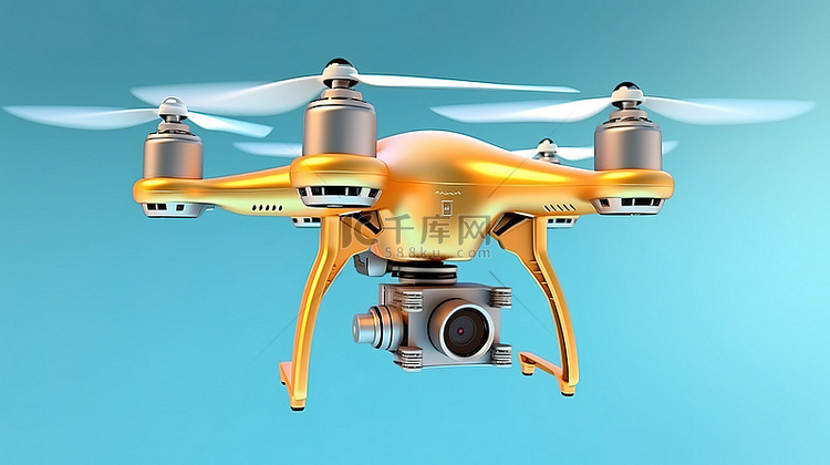 空中摄影 3D 渲染四轴飞行器