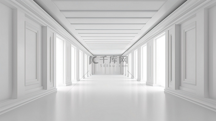 现代建筑背景白色抽象房间内部与