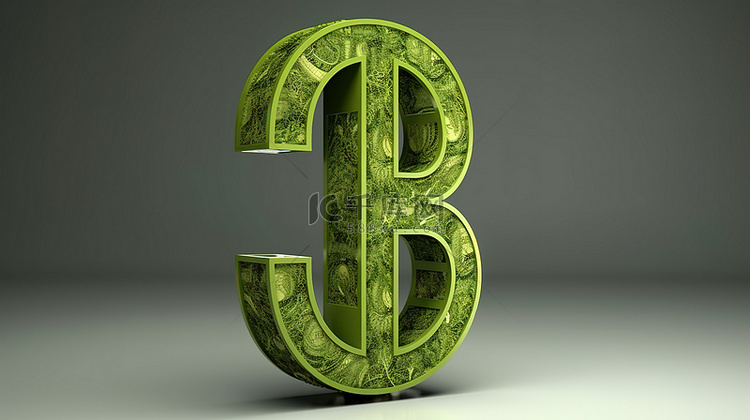 灰色背景美元货币符号，3D 渲