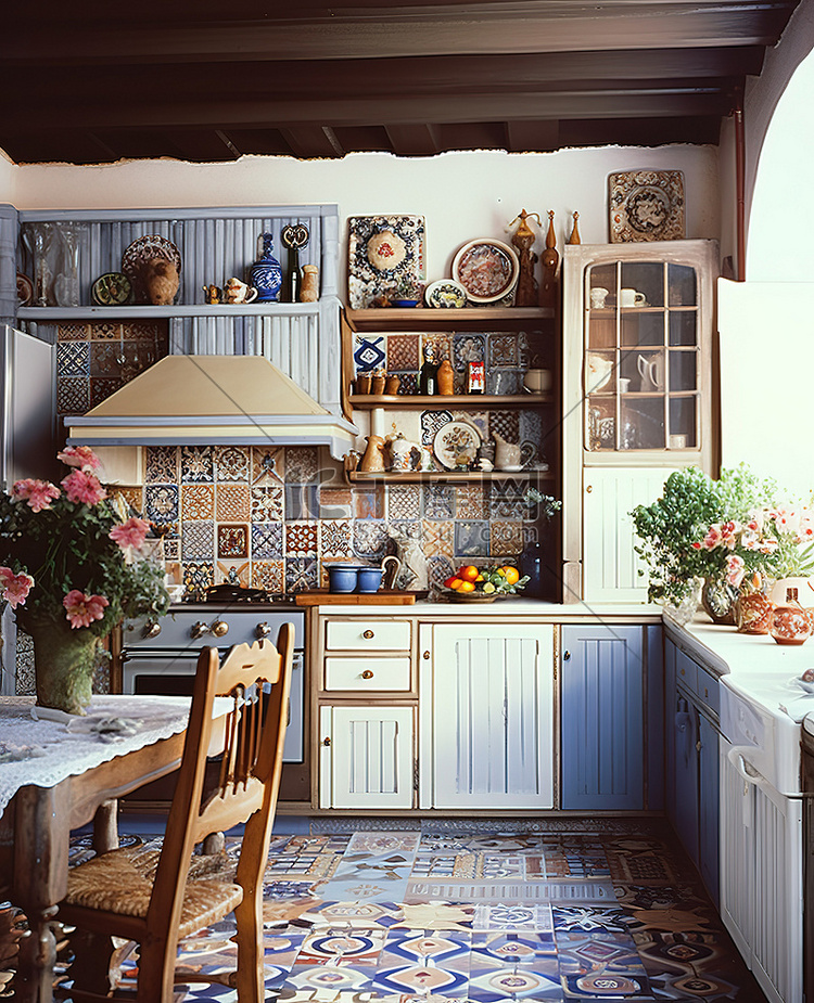 棕色小屋里的木制厨房