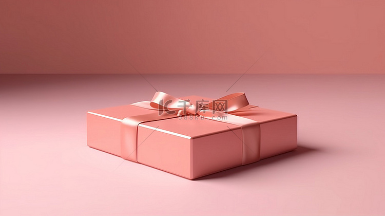 漂浮的粉色礼物盒，装饰着玫瑰金