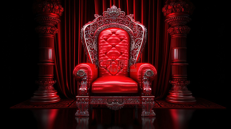 生动的红色王座令人惊叹的 3D