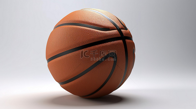 白色背景下的 3d 篮球渲染