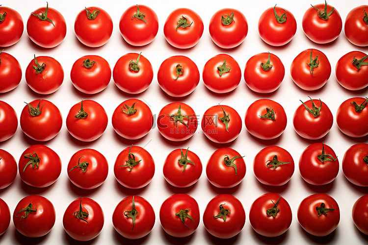 一大群亮光下的红番茄