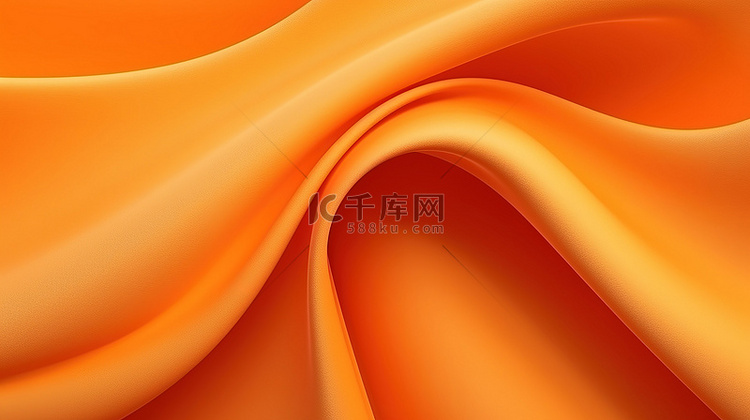橙色纸或棉织物中波浪和曲线的 