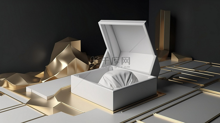 随着礼物盒在 3D 渲染概念中
