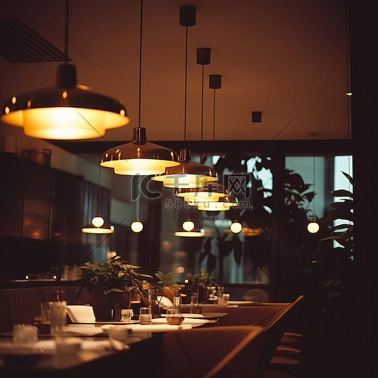 黑暗餐厅的灯光
