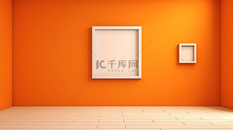空框架反对充满活力的橙色墙壁 