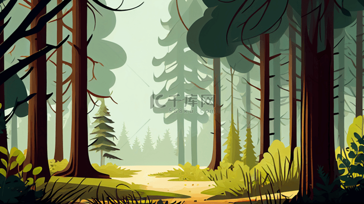 森林简约卡通背景