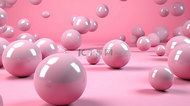 粉色球体在粉色背景的 3D 抽