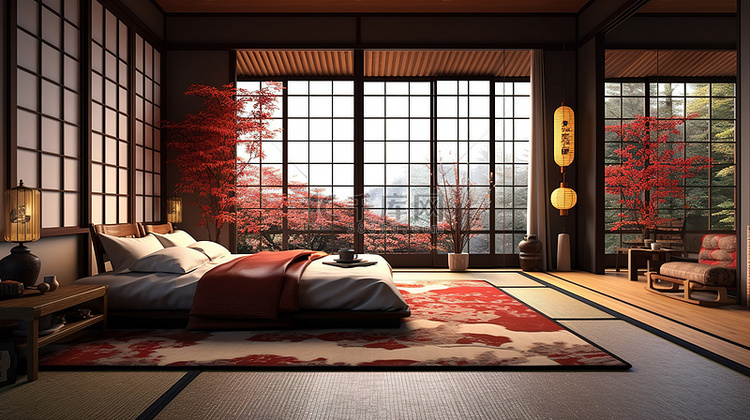 宽敞的房间呈现日式风格