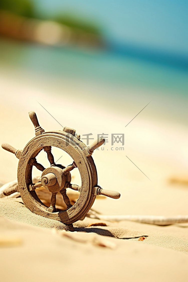 沙滩上的木船轮