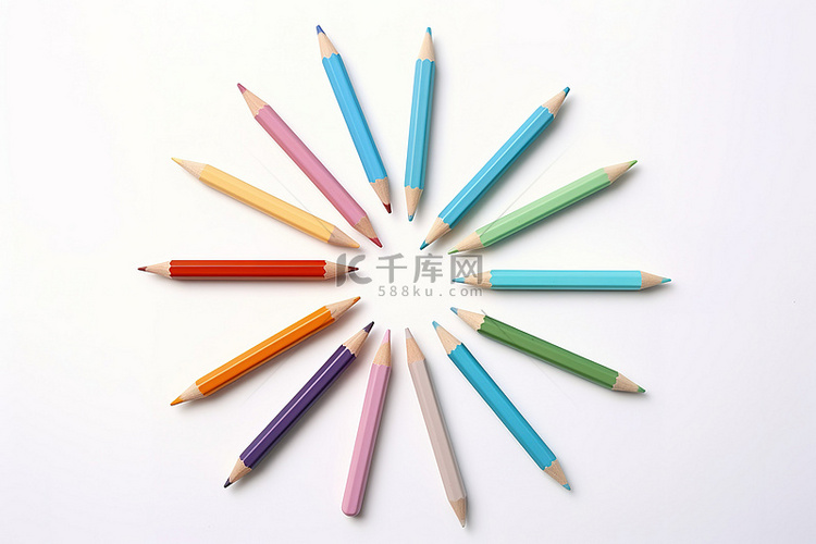 柔和的彩色铅笔排列