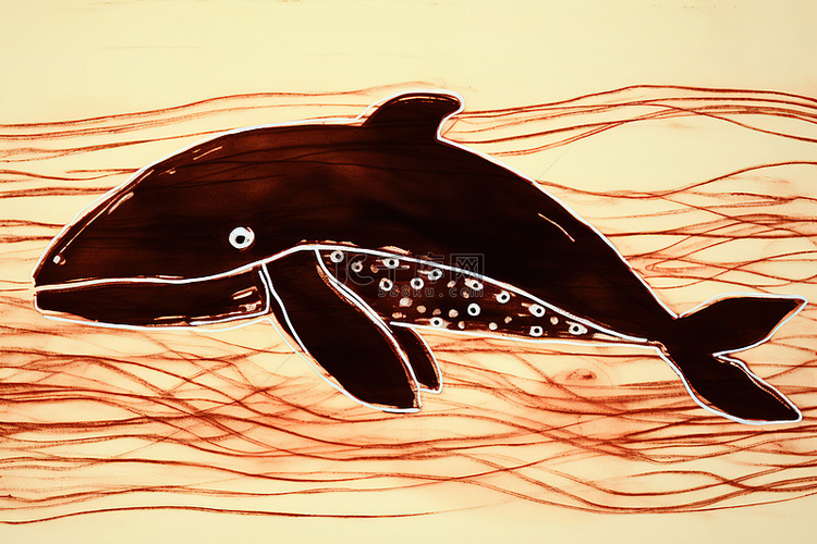 纸上黑白鲸鱼画