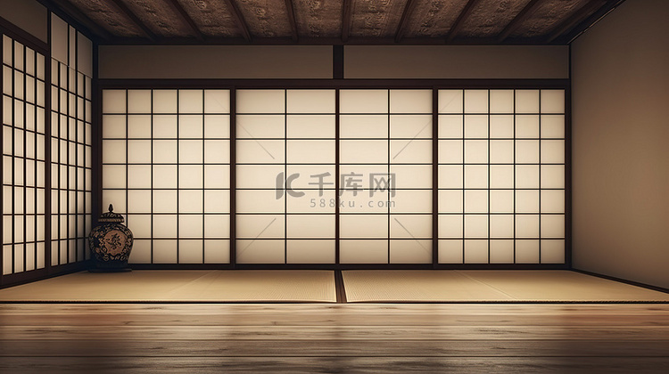 宁静的简约房间日本风格设计，配