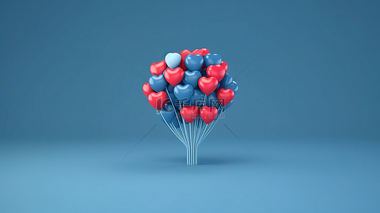 社交媒体气球符号的 3D 渲染