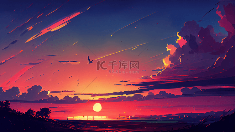 天空夕阳晚霞背景