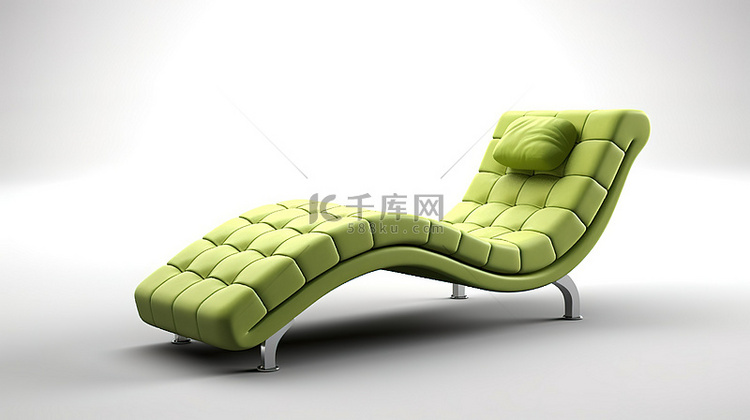 白色背景躺椅 3D 渲染图像