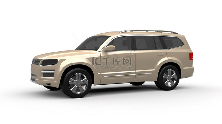 米色高级 SUV 的 3D 插