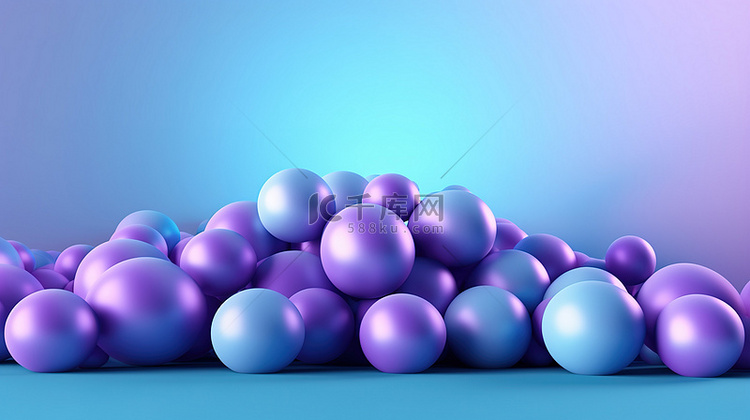 具有紫色蓝色色调的渐变球体气泡
