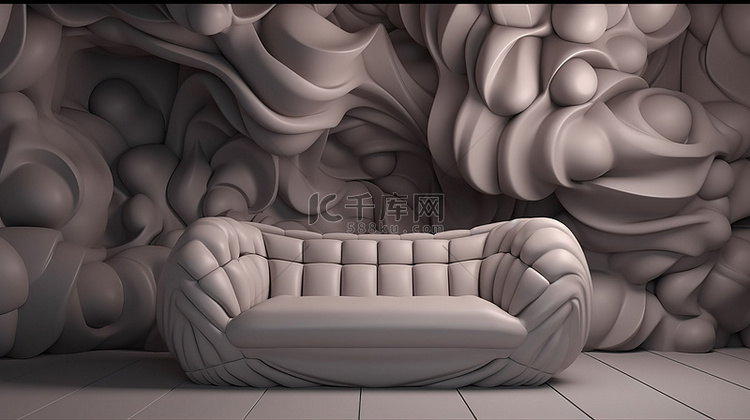 3d 渲染中带沙发的抽象背景组合