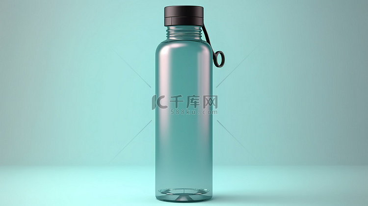 塑料水瓶样机的 3D 插图
