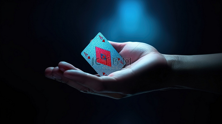 手握钻石赌场卡的 3D 渲染插图