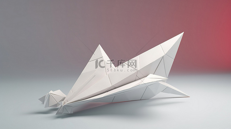 纸飞机在 3D 渲染中翱翔
