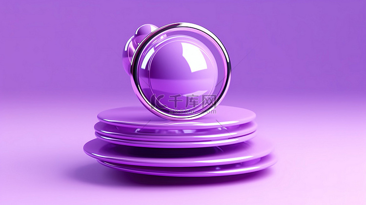 3D 渲染的紫色日历组织者，带