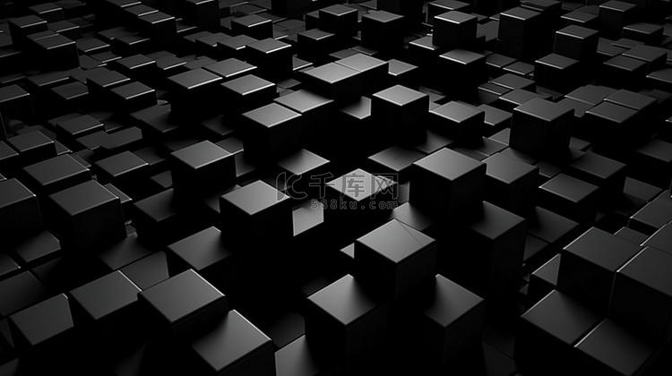 各种形状的黑色立方体图案的简约