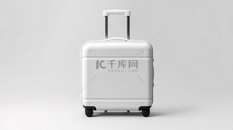 3D 渲染中时尚简约的白色行李箱