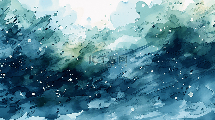 水波水彩画背景