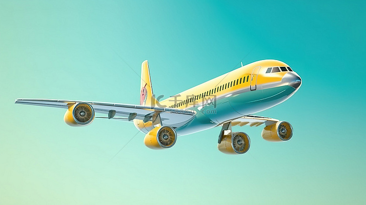 描述航空旅行概念的 3d 插图