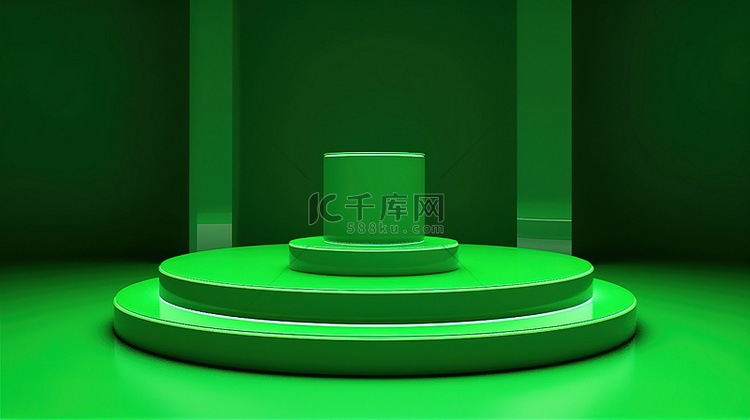 绿色讲台显示屏的 3d 渲染