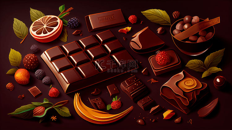 巧克力水果插画背景