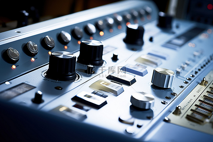 录音室设备和控制装置的特写