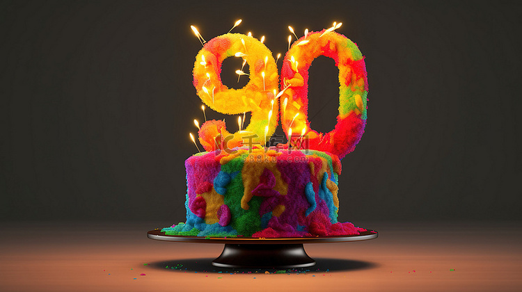 90 岁老人生日庆祝活动的 3d 插图