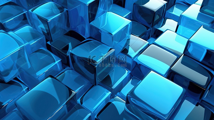 抽象设计中虚幻的蓝色玻璃背景