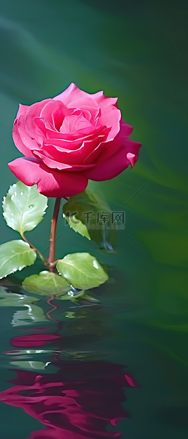 水面上的红玫瑰 iPhone 5 背景