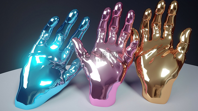 闪闪发光的手闪亮的 3D 渲染