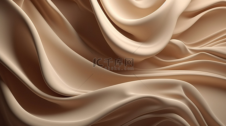 抽象 3d 壁纸与米色波浪和旋