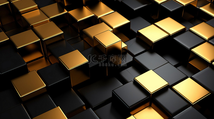 带有金色和黑色分层几何瓷砖的抽