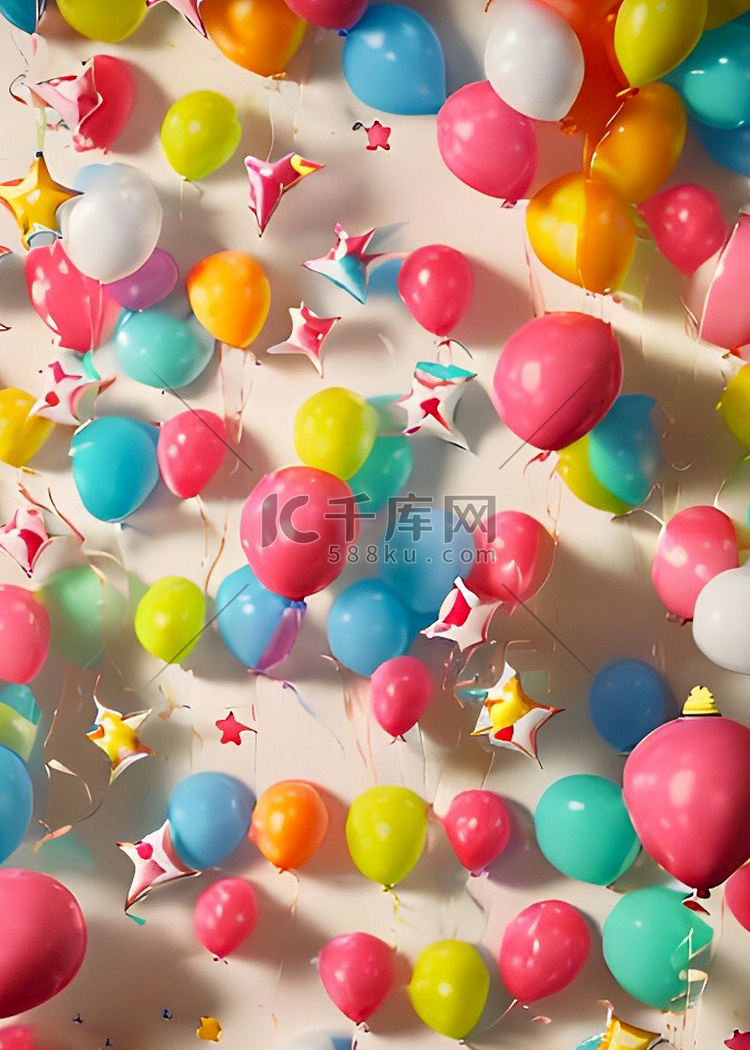 生日气球粉色可爱背景