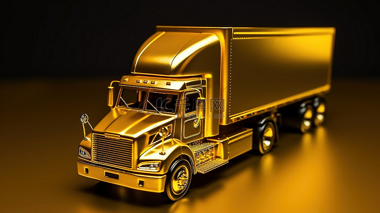 在金色卡车 3d 渲染中快速交货