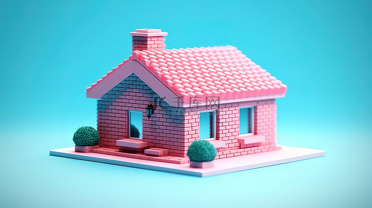 适合家庭的现代粉色砖砌小屋，采