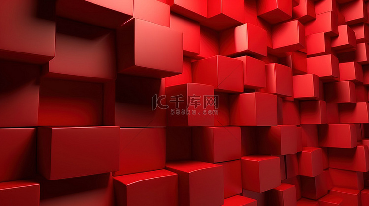 充满活力的 3D 墙，火红色，