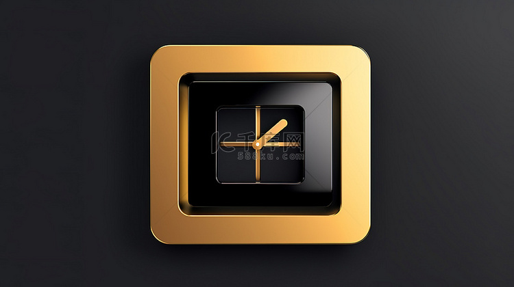 时尚的金色挂钟是 3D 渲染中