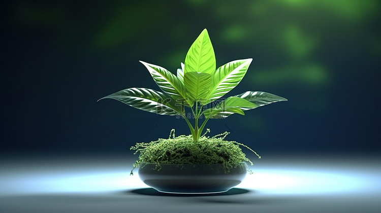使用 3D 渲染的绿色植物概念插图