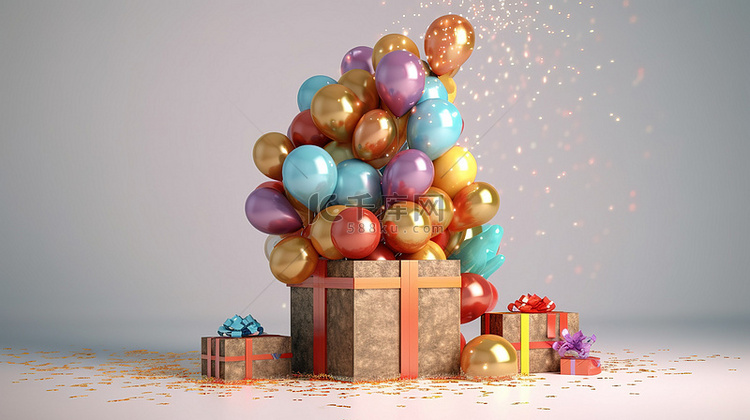 节日礼品盒气球圣诞装饰品和新年